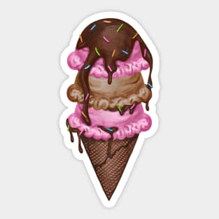 Ice Cream Cone Triple Scoop Sticker